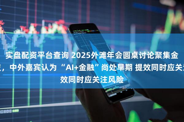 实盘配资平台查询 2025外滩年会圆桌讨论聚集金融科技，中外嘉宾认为 “AI+金融”尚处早期 提效同时应关注风险